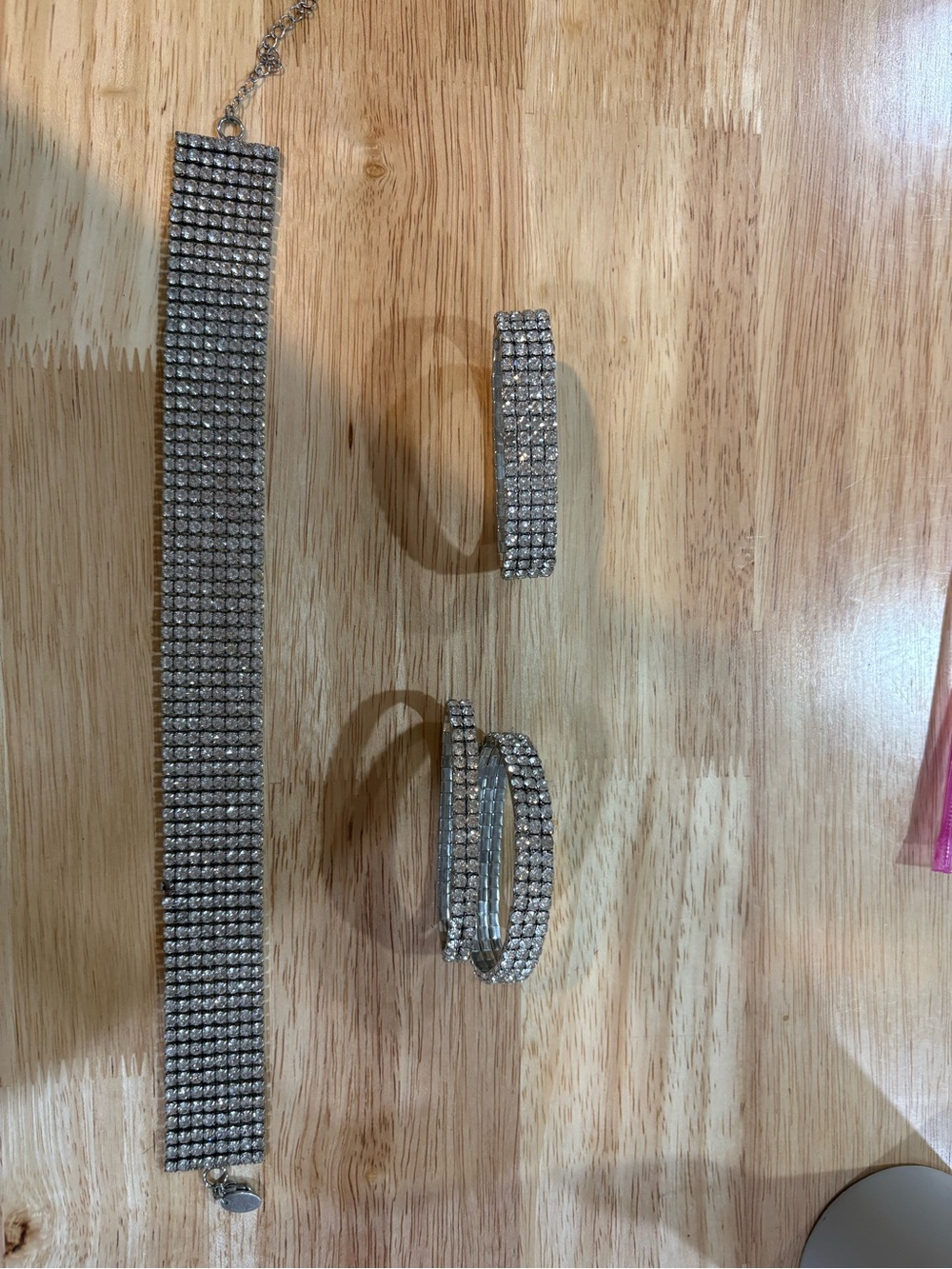 Silver Rhinestone Necklace and Bracelet Set Ballroom Dancing